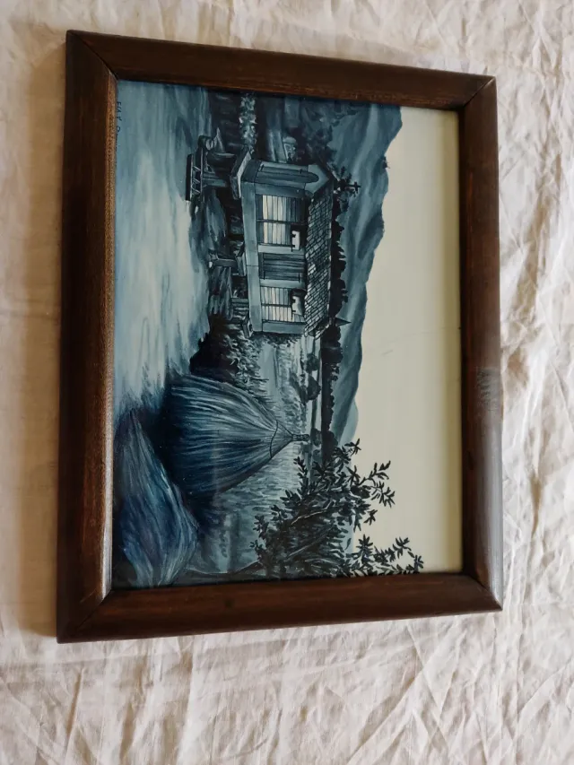 Cuadro Cerámica Hórreo Azul y Marrón