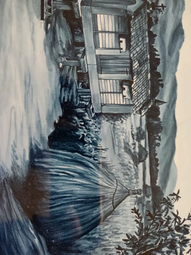 Cuadro Cerámica Hórreo Azul y Marrón