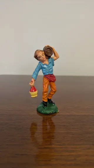 Statuina presepe Italy uomo con botte e fiaschetta