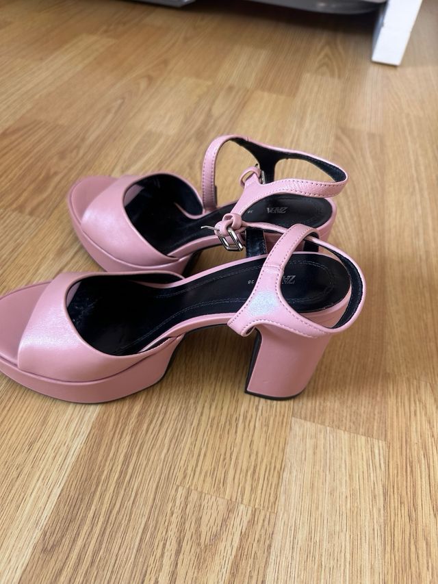 Tacones Zara Talla 38 Rosa