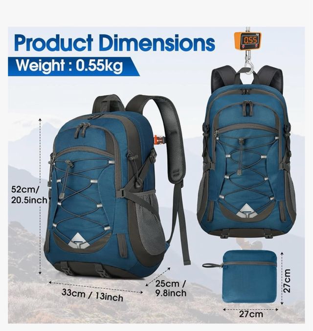 Mochila senderismo azul y gris 52cm de Amazon