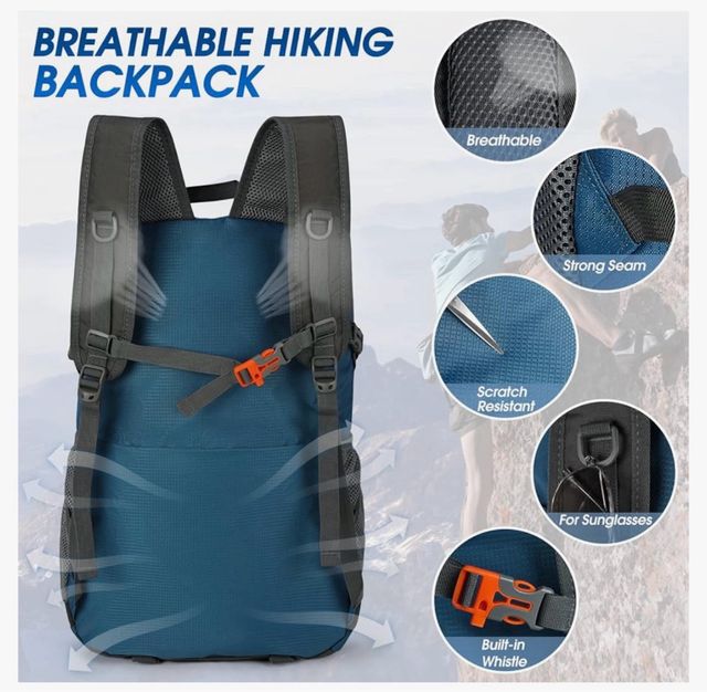 Mochila senderismo azul y gris 52cm de Amazon