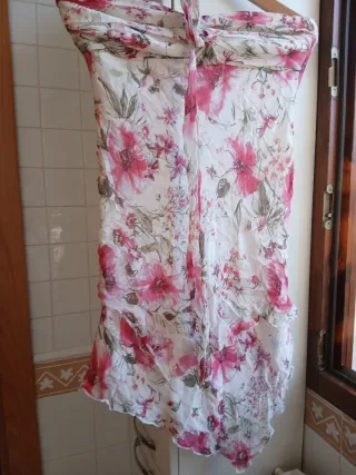 Abito floreale donna di seta asimmetrico