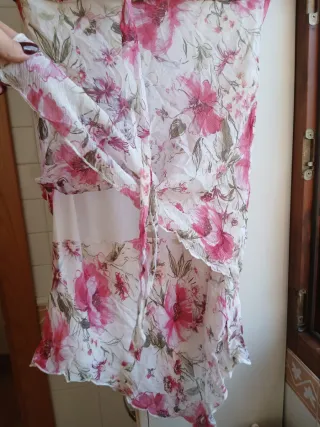 Abito floreale donna di seta asimmetrico