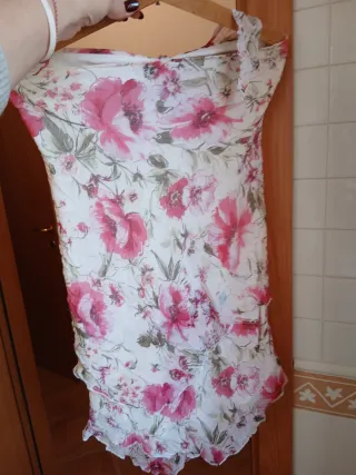 Abito floreale donna di seta asimmetrico