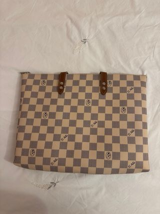 Bolso Cartera El Potro Cuadros Beige Marrón