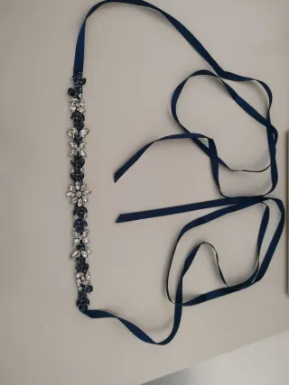 Cinturón de fiesta con pedrería azul SIN ESTRENAR