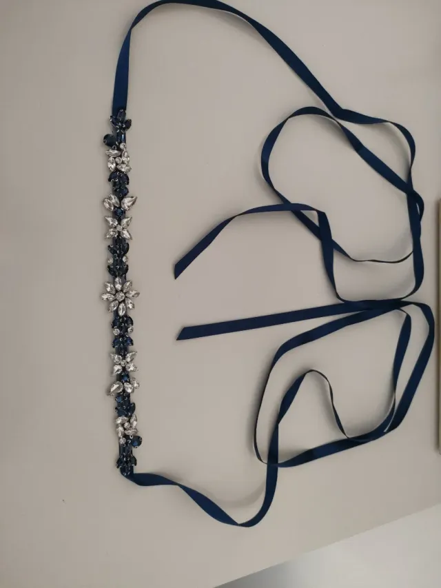 Cinturón de fiesta con pedrería azul SIN ESTRENAR