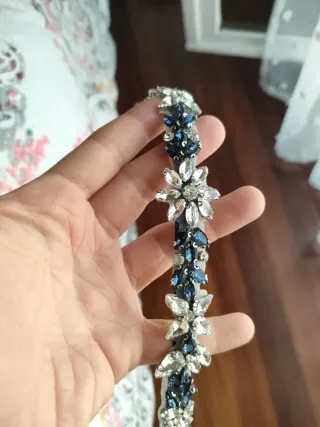 Cinturón de fiesta con pedrería azul SIN ESTRENAR