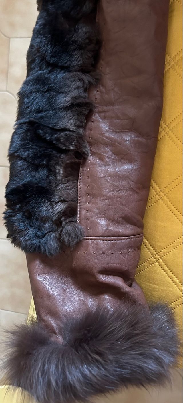 Pelliccia vera pelle marrone nera