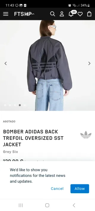 Bomber Adidas Negra y Gris