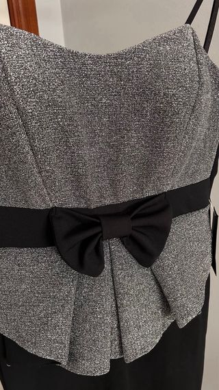 Macacão Festa com brilho Preto e Prata( M) 38