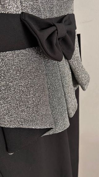 Macacão Festa com brilho Preto e Prata( M) 38