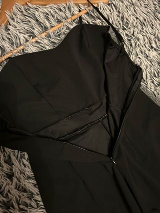 Macacão Festa com brilho Preto e Prata( M) 38