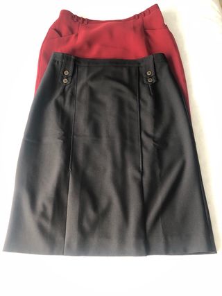 Lote 5 faldas rectas negras y granate con abertura
