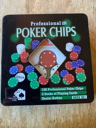 Set 100 Fichas Póker + 2 Barajas + Dealer