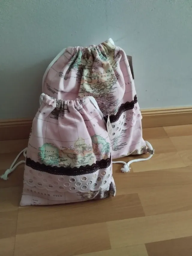 Conjunto bolsas merienda mapa rosa