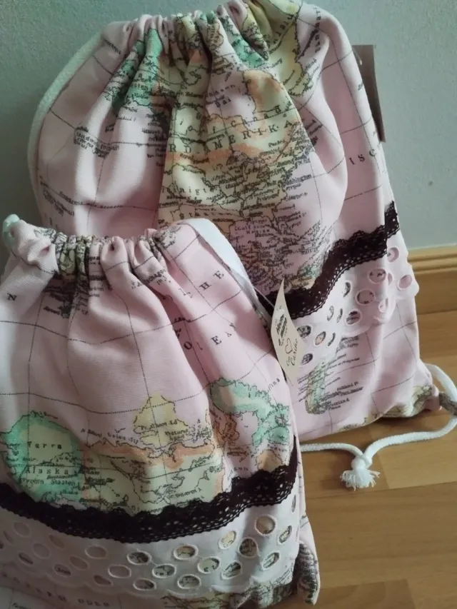 Conjunto bolsas merienda mapa rosa