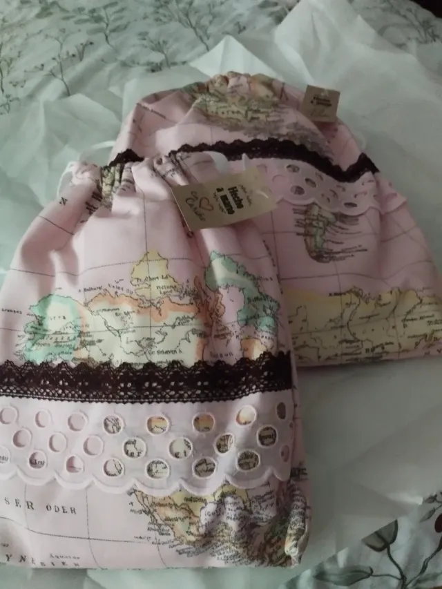 Conjunto bolsas merienda mapa rosa