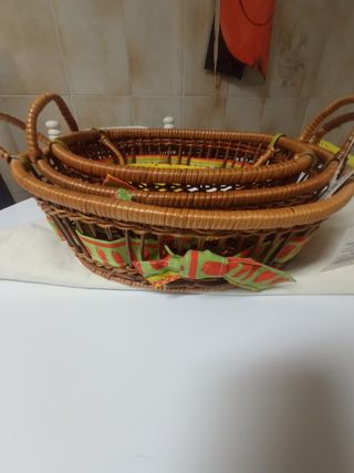 Juego 3 cestas mimbre multiusos
