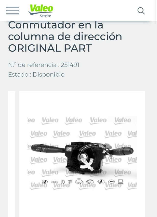 Conmutador columna de dirección PSA VALEO 251491