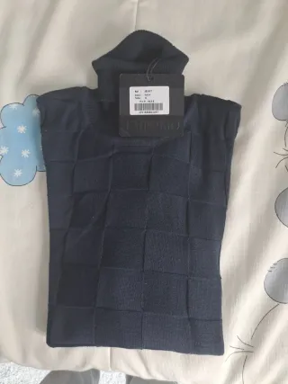 Jersey Emporio Cuadros Cuello Alto, azul marino