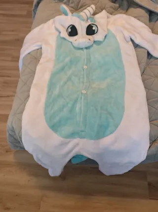 Pijama Unicornio Talla Única Blanco y Turquesa