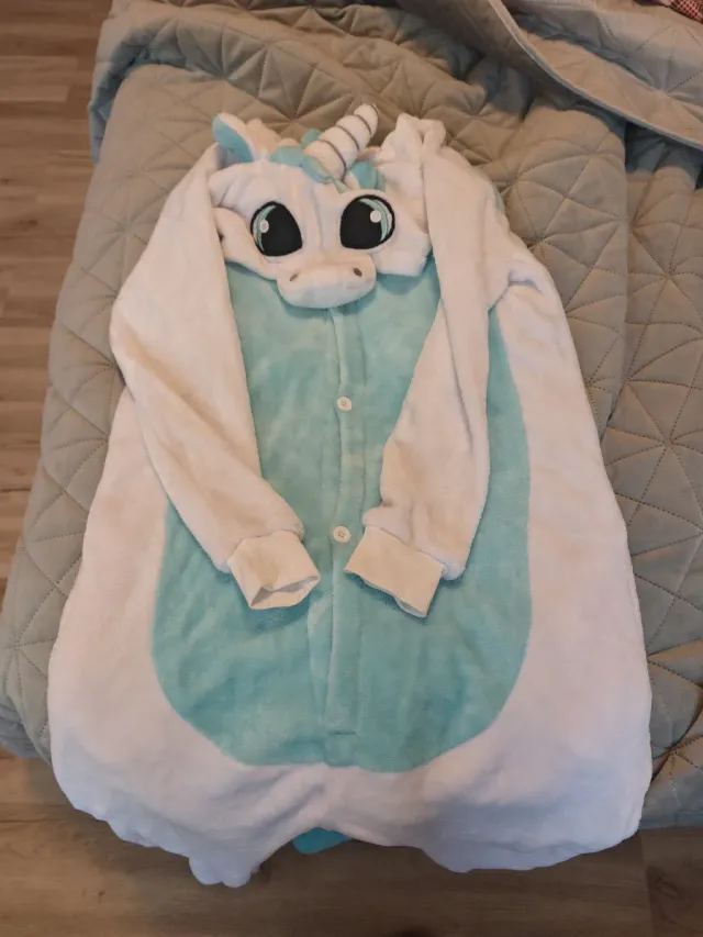 Pijama Unicornio Talla Única Blanco y Turquesa