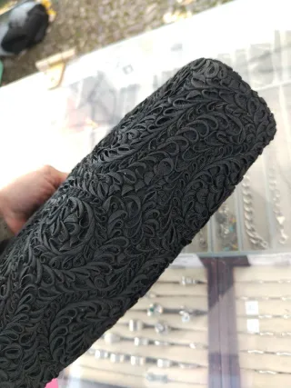 Pochette vintage nera in pizzo