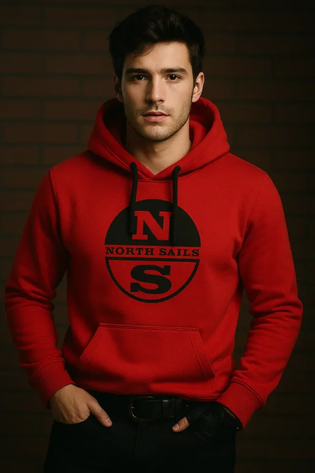 Felpa North Sails rossa con cappuccio