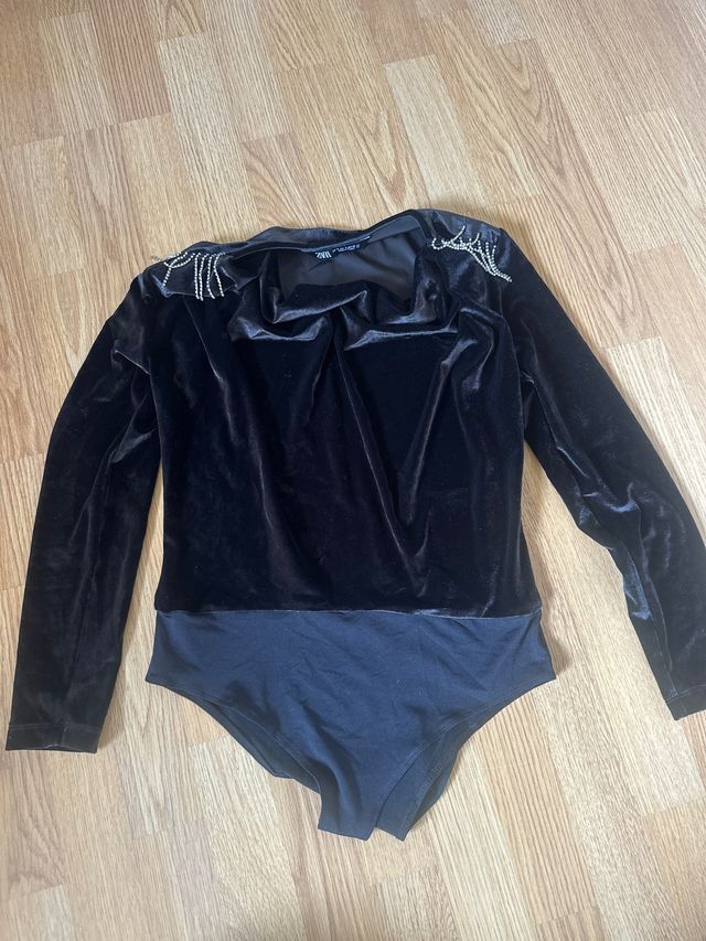 Body Zara Terciopelo Negro Talla S