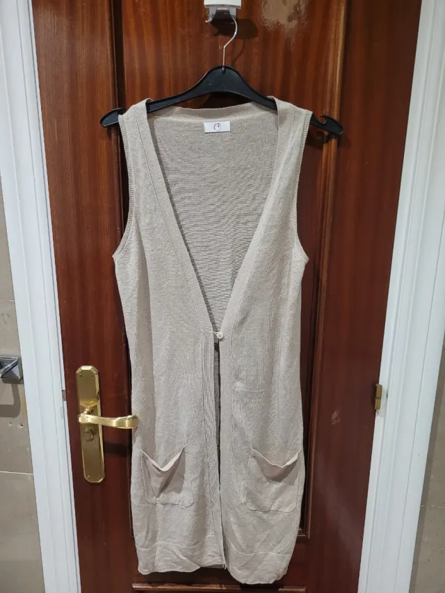 Chaleco largo Des Petit Hauts beige Talla única