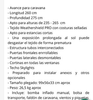 Avance de caravana/ camper  inflable