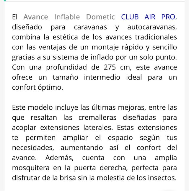 Avance de caravana/ camper  inflable