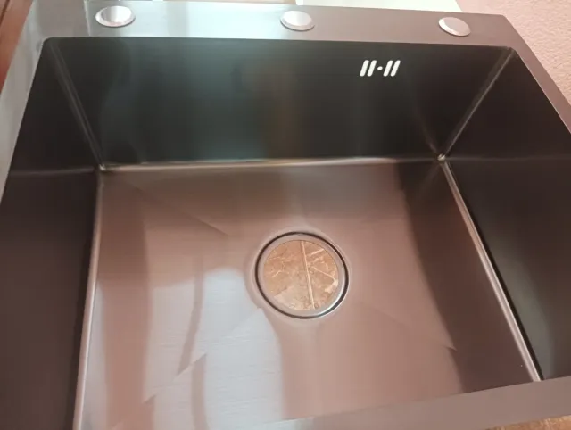 FREGADERO INOX NEGRO 50X40 Y GRIFO NUEVOS A 75 EUR