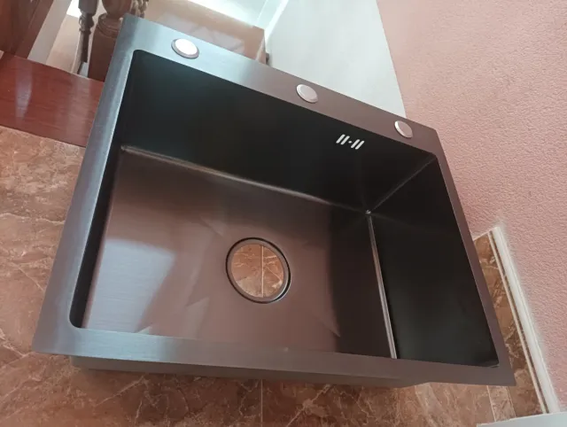 FREGADERO INOX NEGRO 50X40 Y GRIFO NUEVOS A 75 EUR