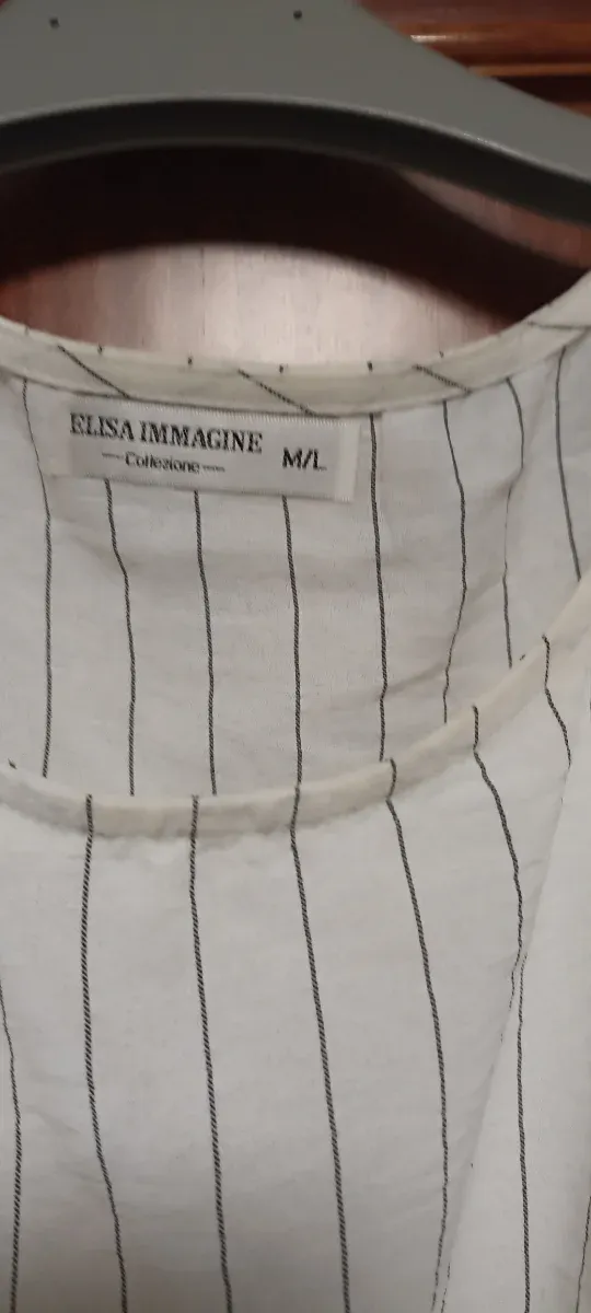 Conjunto pantalón y Blusa blanca con rayas y nudo