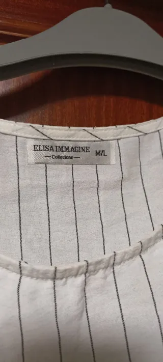 Conjunto pantalón y Blusa blanca con rayas y nudo