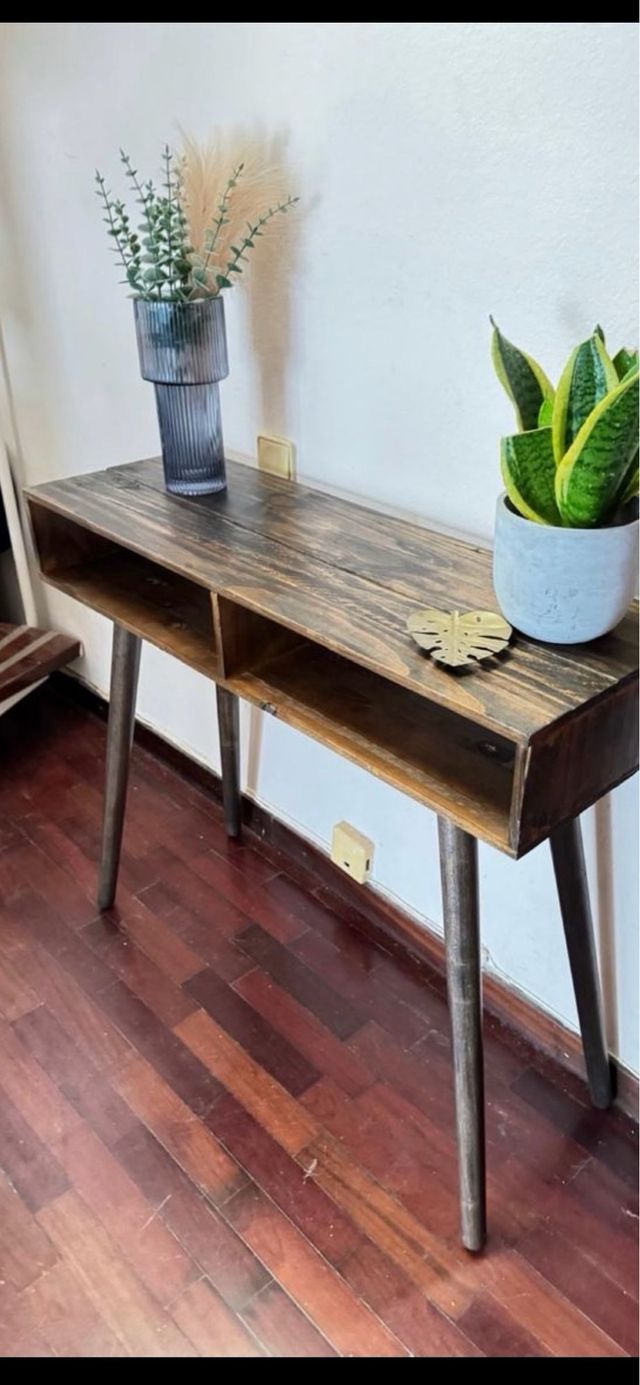 Consola Vintage Madera y Cristal