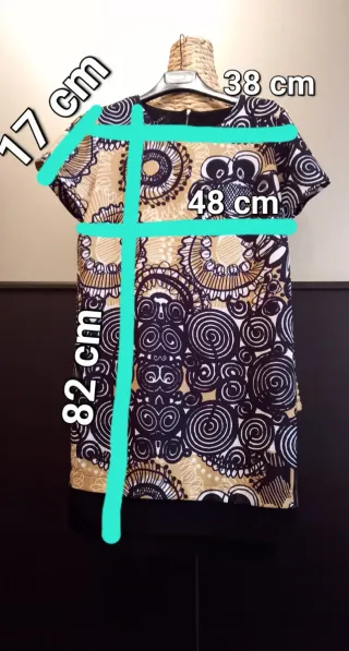 Abito fantasia beige e multicolor