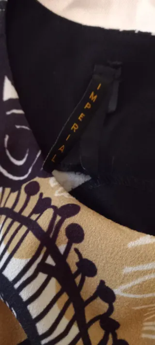 Abito fantasia beige e multicolor