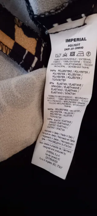 Abito fantasia beige e multicolor