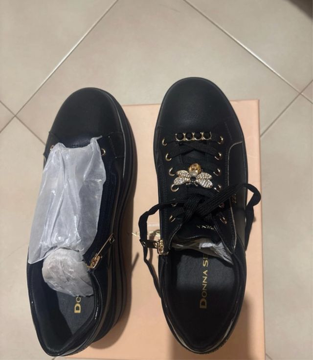 Donna Serena Sneakers Nero/Platino Tg 39