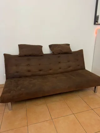 Divano letto marrone in tessuto tipo Alcantara