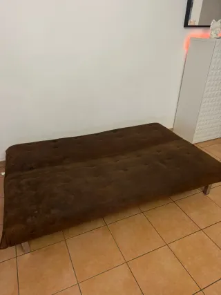 Divano letto marrone in tessuto tipo Alcantara