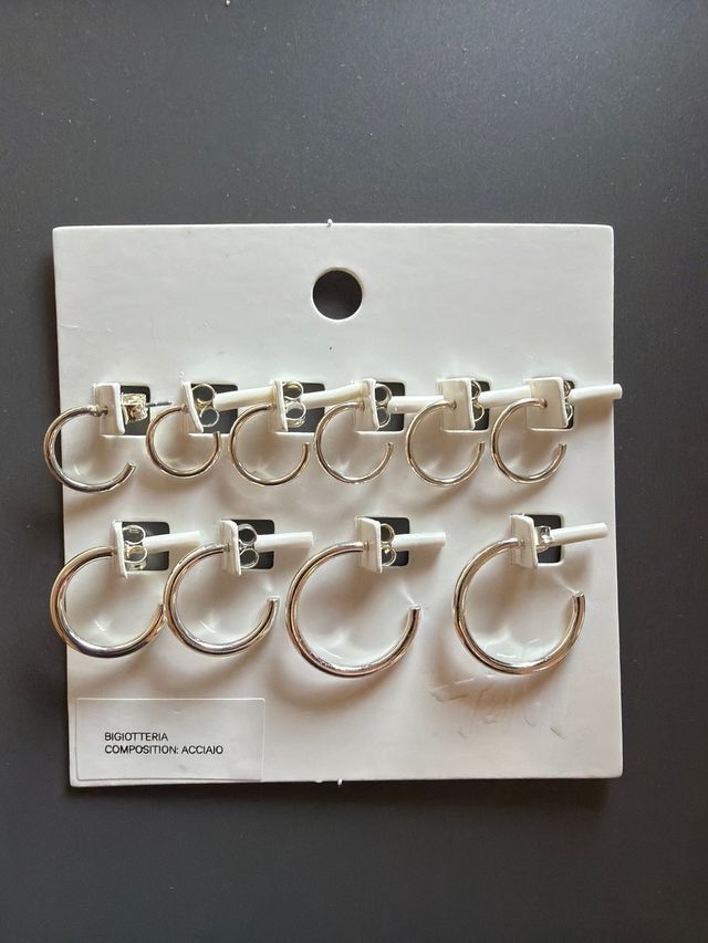 Set 5 Pares Pendientes Aro Plata