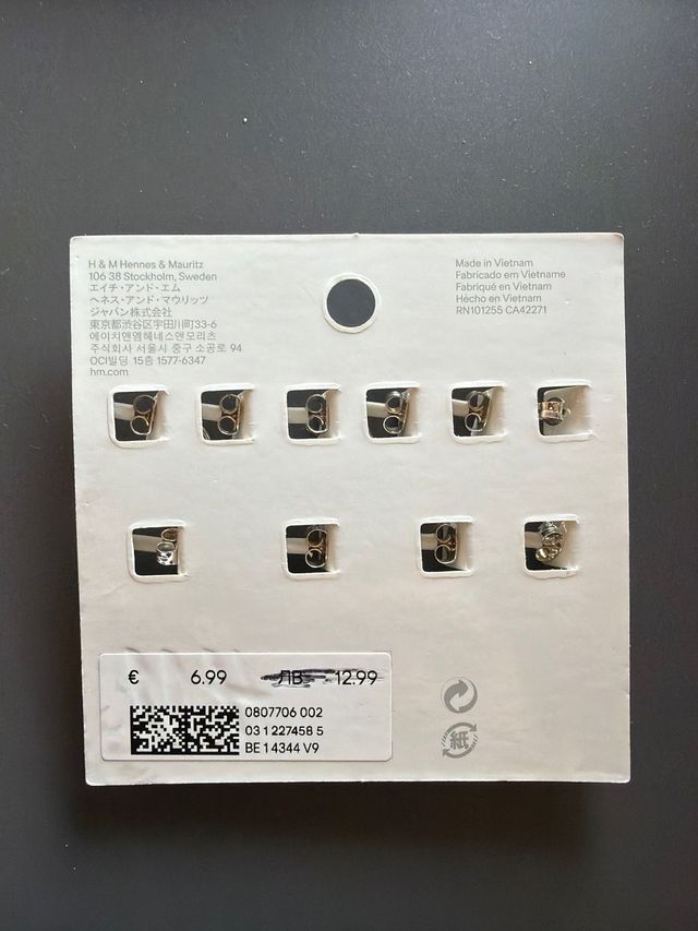 Set 5 Pares Pendientes Aro Plata