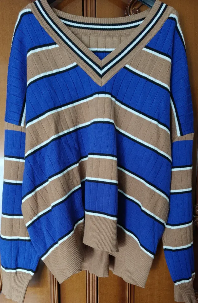 Jersey rayas azul y marrón