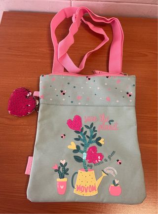 Bolso infantil niña verde y rosa
