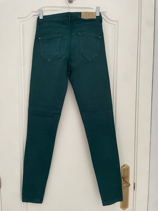 Pantalones Pitillo Verdes Zara Talla S/36